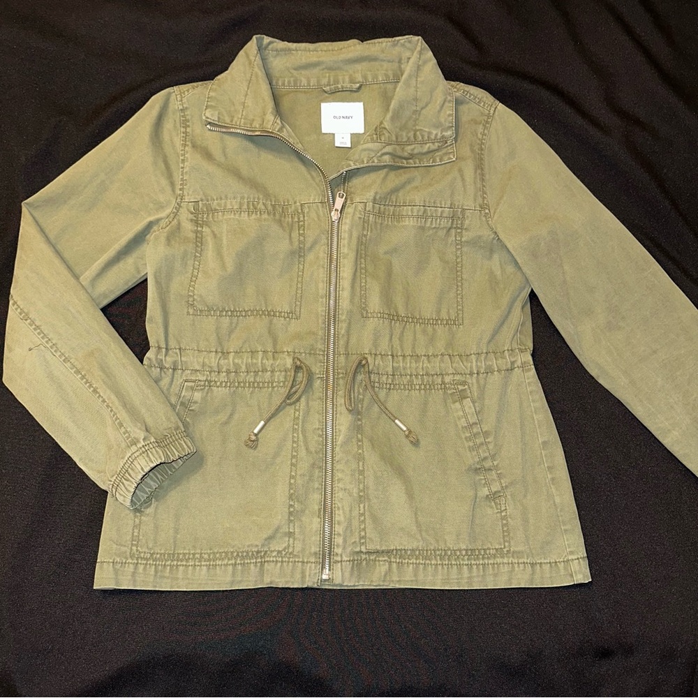 Old Navy Utility Jacket Zip-Up size medium military green color